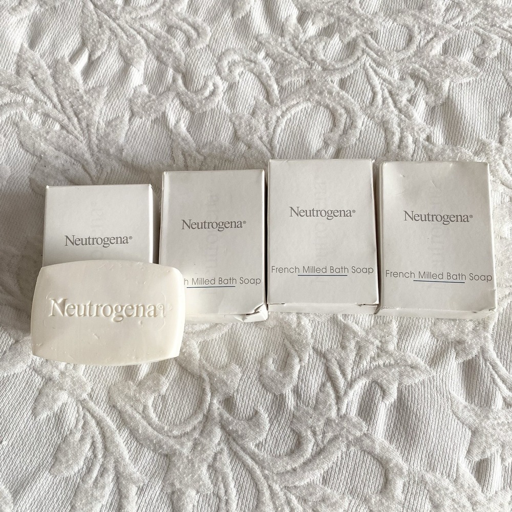 Neutrogena French Milled Travel Size Smooth Bath Soap Bars Lot Of 4‎  White